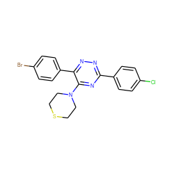 Clc1ccc(-c2nnc(-c3ccc(Br)cc3)c(N3CCSCC3)n2)cc1 ZINC000002050026