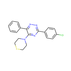 Clc1ccc(-c2nnc(-c3ccccc3)c(N3CCSCC3)n2)cc1 ZINC000000721182