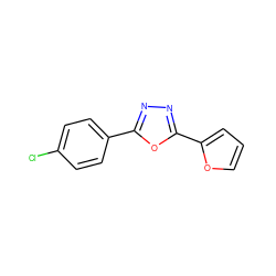 Clc1ccc(-c2nnc(-c3ccco3)o2)cc1 ZINC000000094621