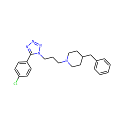 Clc1ccc(-c2nnnn2CCCN2CCC(Cc3ccccc3)CC2)cc1 ZINC001772583963