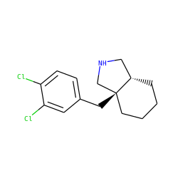 Clc1ccc(C[C@]23CCCC[C@H]2CNC3)cc1Cl ZINC000072112563