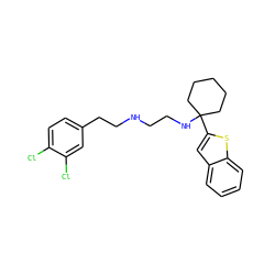Clc1ccc(CCNCCNC2(c3cc4ccccc4s3)CCCCC2)cc1Cl ZINC000019365716