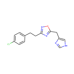 Clc1ccc(CCc2noc(Cc3c[nH]cn3)n2)cc1 ZINC000027902101