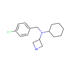 Clc1ccc(CN(C2CCCCC2)C2CNC2)cc1 ZINC000299824695