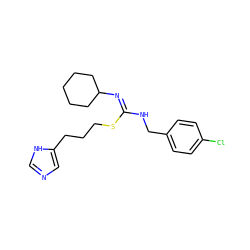 Clc1ccc(CN/C(=N/C2CCCCC2)SCCCc2cnc[nH]2)cc1 ZINC000001550470