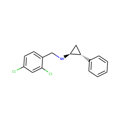 Clc1ccc(CN[C@H]2C[C@@H]2c2ccccc2)c(Cl)c1 ZINC000109941402