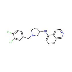 Clc1ccc(CN2CC[C@H](Nc3cccc4cnccc34)C2)cc1Cl ZINC000114336180