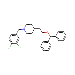 Clc1ccc(CN2CCC(CCOC(c3ccccc3)c3ccccc3)CC2)cc1Cl ZINC000013760752