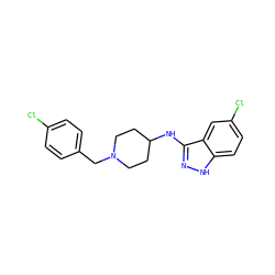 Clc1ccc(CN2CCC(Nc3n[nH]c4ccc(Cl)cc34)CC2)cc1 ZINC000028529497