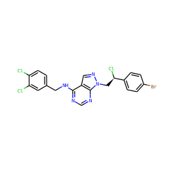 Clc1ccc(CNc2ncnc3c2cnn3C[C@@H](Cl)c2ccc(Br)cc2)cc1Cl ZINC000096272501
