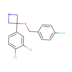 Clc1ccc(COC2(c3ccc(Cl)c(Cl)c3)CNC2)cc1 ZINC000096924125