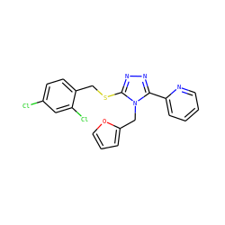 Clc1ccc(CSc2nnc(-c3ccccn3)n2Cc2ccco2)c(Cl)c1 ZINC000004312978