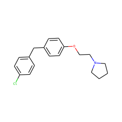 Clc1ccc(Cc2ccc(OCCN3CCCC3)cc2)cc1 ZINC000013805429
