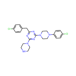 Clc1ccc(Cc2nc(N3CCNCC3)nc(N3CCN(c4ccc(Cl)cc4)CC3)n2)cc1 ZINC000028006465
