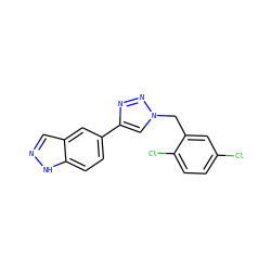 Clc1ccc(Cl)c(Cn2cc(-c3ccc4[nH]ncc4c3)nn2)c1 ZINC000066097283