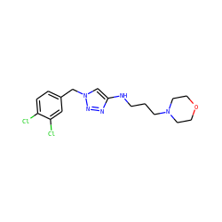 Clc1ccc(Cn2cc(NCCCN3CCOCC3)nn2)cc1Cl ZINC000209697275