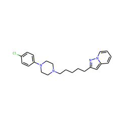 Clc1ccc(N2CCN(CCCCCc3cc4ccccn4n3)CC2)cc1 ZINC000043073686