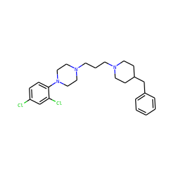 Clc1ccc(N2CCN(CCCN3CCC(Cc4ccccc4)CC3)CC2)c(Cl)c1 ZINC000653737459