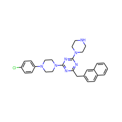 Clc1ccc(N2CCN(c3nc(Cc4ccc5ccccc5c4)nc(N4CCNCC4)n3)CC2)cc1 ZINC000028004469