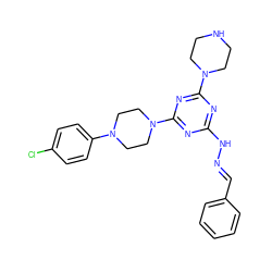 Clc1ccc(N2CCN(c3nc(N/N=C/c4ccccc4)nc(N4CCNCC4)n3)CC2)cc1 ZINC000028008599