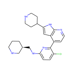Clc1ccc(NC[C@@H]2CCCNC2)nc1-c1ccnc2[nH]c(C3CCNCC3)cc12 ZINC000220124056