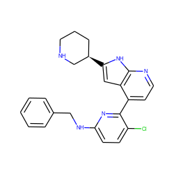 Clc1ccc(NCc2ccccc2)nc1-c1ccnc2[nH]c([C@@H]3CCCNC3)cc12 ZINC000220386346
