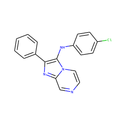 Clc1ccc(Nc2c(-c3ccccc3)nc3cnccn23)cc1 ZINC000066079488