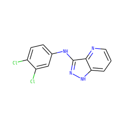 Clc1ccc(Nc2n[nH]c3cccnc23)cc1Cl ZINC000166967611