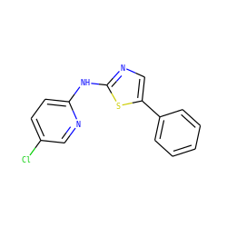 Clc1ccc(Nc2ncc(-c3ccccc3)s2)nc1 ZINC000014945018