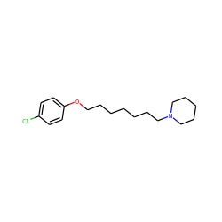 Clc1ccc(OCCCCCCCN2CCCCC2)cc1 ZINC000653797717
