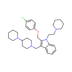 Clc1ccc(OCc2c(CN3CCC(N4CCCCC4)CC3)c3ccccc3n2CCN2CCCCC2)cc1 ZINC000027193094
