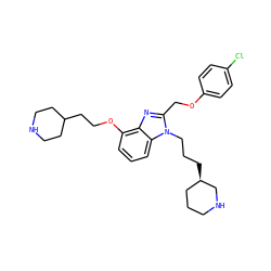 Clc1ccc(OCc2nc3c(OCCC4CCNCC4)cccc3n2CCC[C@@H]2CCCNC2)cc1 ZINC000013780318