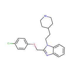 Clc1ccc(OCc2nc3ccccc3n2CCC2CCNCC2)cc1 ZINC000013780290