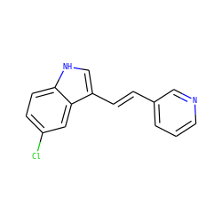 Clc1ccc2[nH]cc(/C=C/c3cccnc3)c2c1 ZINC000072106051