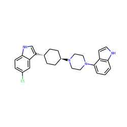 Clc1ccc2[nH]cc([C@H]3CC[C@H](N4CCN(c5cccc6[nH]ccc56)CC4)CC3)c2c1 ZINC000101181168