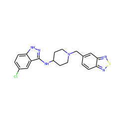 Clc1ccc2[nH]nc(NC3CCN(Cc4ccc5nsnc5c4)CC3)c2c1 ZINC000028529867