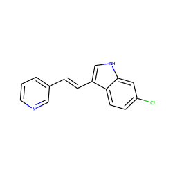 Clc1ccc2c(/C=C/c3cccnc3)c[nH]c2c1 ZINC000072106582