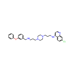 Clc1ccc2c(NCCCN3CCN(CCCNCc4cccc(Oc5ccccc5)c4)CC3)ccnc2c1 ZINC000027628227