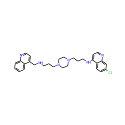 Clc1ccc2c(NCCCN3CCN(CCCNCc4ccnc5ccccc45)CC3)ccnc2c1 ZINC000027636639