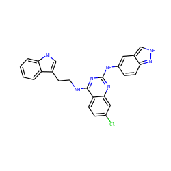 Clc1ccc2c(NCCc3c[nH]c4ccccc34)nc(Nc3ccc4n[nH]cc4c3)nc2c1 ZINC001772583977