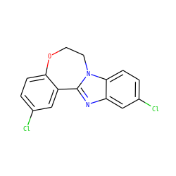Clc1ccc2c(c1)-c1nc3cc(Cl)ccc3n1CCO2 ZINC000299868590