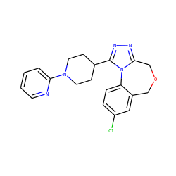 Clc1ccc2c(c1)COCc1nnc(C3CCN(c4ccccn4)CC3)n1-2 ZINC000072123100