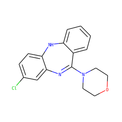 Clc1ccc2c(c1)N=C(N1CCOCC1)c1ccccc1N2 ZINC000040565862