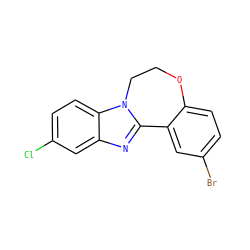 Clc1ccc2c(c1)nc1n2CCOc2ccc(Br)cc2-1 ZINC000299860041