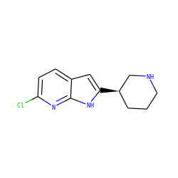 Clc1ccc2cc([C@@H]3CCCNC3)[nH]c2n1 ZINC000029131094