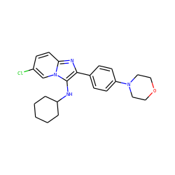 Clc1ccc2nc(-c3ccc(N4CCOCC4)cc3)c(NC3CCCCC3)n2c1 ZINC000073297174