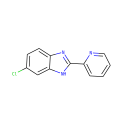 Clc1ccc2nc(-c3ccccn3)[nH]c2c1 ZINC000013679488