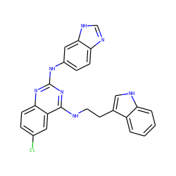 Clc1ccc2nc(Nc3ccc4nc[nH]c4c3)nc(NCCc3c[nH]c4ccccc34)c2c1 ZINC001772581992