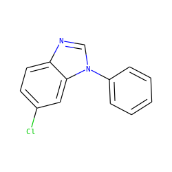 Clc1ccc2ncn(-c3ccccc3)c2c1 ZINC000013782584
