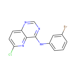 Clc1ccc2ncnc(Nc3cccc(Br)c3)c2n1 ZINC000003815203